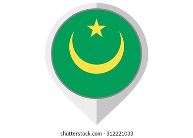 A Flag Illustration inside a pointed of the country of Mauritania