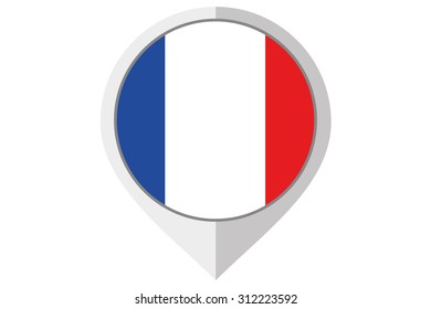 A Flag Illustration inside a pointed of the country of France