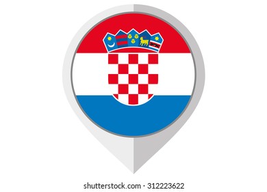 A Flag Illustration inside a pointed of the country of Croatia