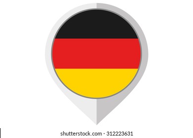 A Flag Illustration inside a pointed of the country of Germany