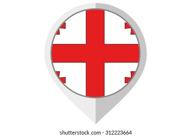A Flag Illustration inside a pointed of the country of Georgia