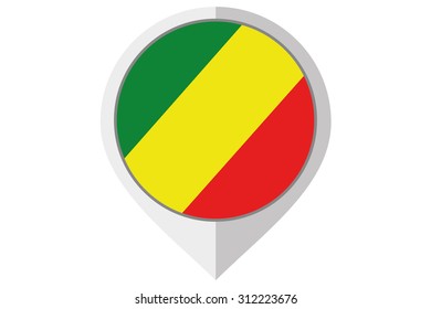 A Flag Illustration inside a pointed of the country of Congo
