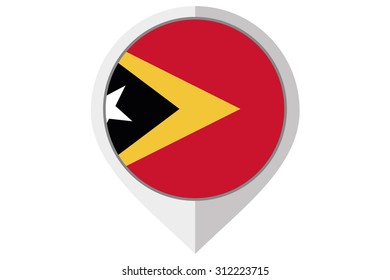 A Flag Illustration inside a pointed of the country of East Timor