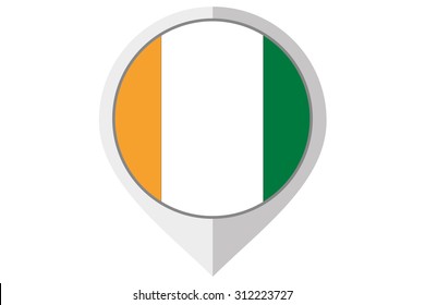 A Flag Illustration inside a pointed of the country of Cote Divoire