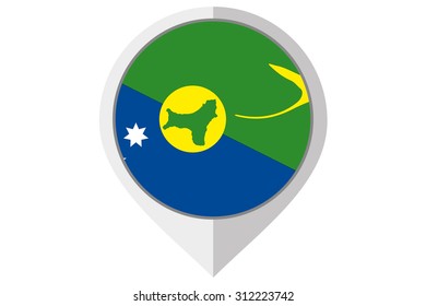 A Flag Illustration inside a pointed of the country of Christmas Island