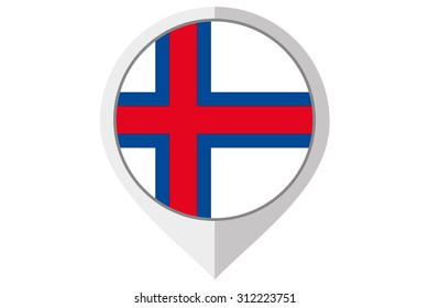 A Flag Illustration inside a pointed of the country of Faroe Islands