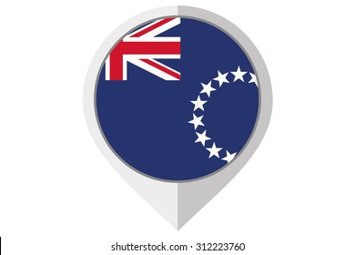 A Flag Illustration inside a pointed of the country of Cook Islands