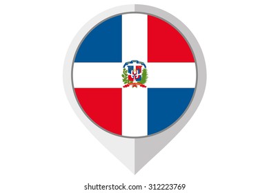 A Flag Illustration inside a pointed of the country of Dominican Republic