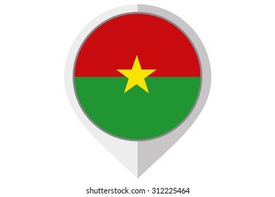 A Flag Illustration inside a pointed of the country of Burkina Faso
