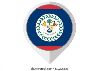 A Flag Illustration inside a pointed of the country of Belize