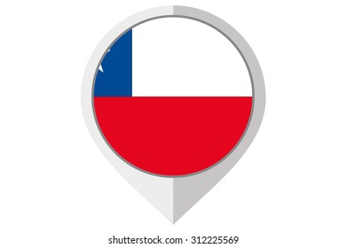A Flag Illustration inside a pointed of the country of Chile