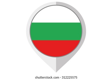 A Flag Illustration inside a pointed of the country of Bulgaria