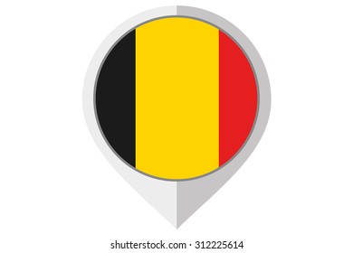 A Flag Illustration inside a pointed of the country of Belgium