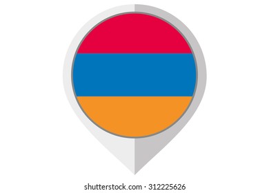 A Flag Illustration inside a pointed of the country of Armenia