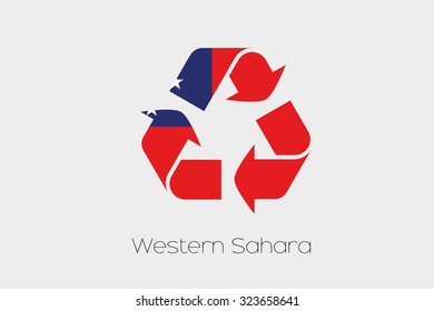 A Flag Illustration inside a Recycling Icon of the country of Western Samoa