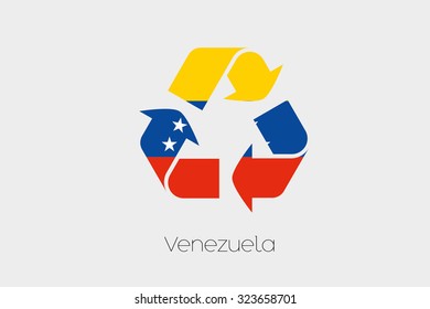 A Flag Illustration inside a Recycling Icon of the country of Venezuela
