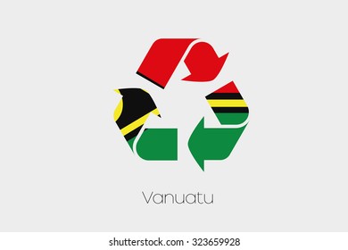A Flag Illustration inside a Recycling Icon of the country of Vanuatu