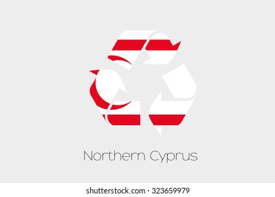 A Flag Illustration inside a Recycling Icon of the country of Northern Cyprus
