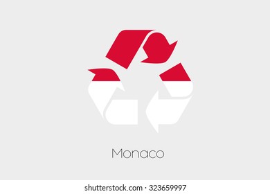 A Flag Illustration inside a Recycling Icon of the country of Monaco