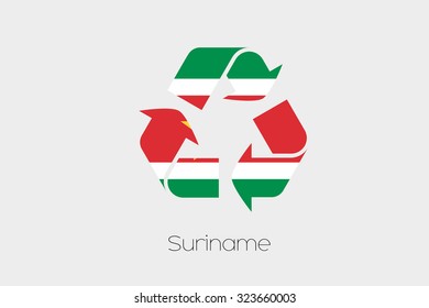 A Flag Illustration inside a Recycling Icon of the country of Suriname