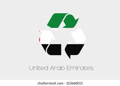 A Flag Illustration inside a Recycling Icon of the country of United Arab Emirates
