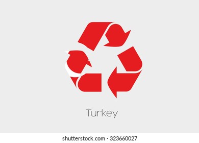 A Flag Illustration inside a Recycling Icon of the country of Turkey