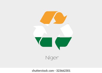 A Flag Illustration inside a Recycling Icon of the country of Niger