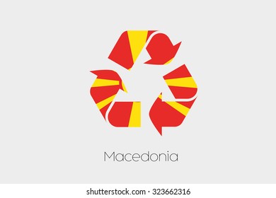A Flag Illustration inside a Recycling Icon of the country of Macedonia