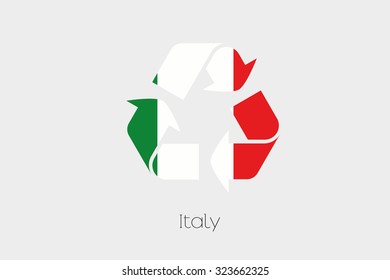 A Flag Illustration inside a Recycling Icon of the country of Italy