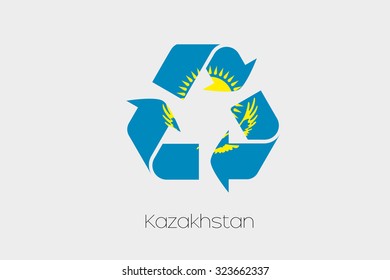 A Flag Illustration inside a Recycling Icon of the country of Kazakstan