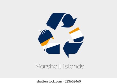 A Flag Illustration inside a Recycling Icon of the country of Marshall Islands