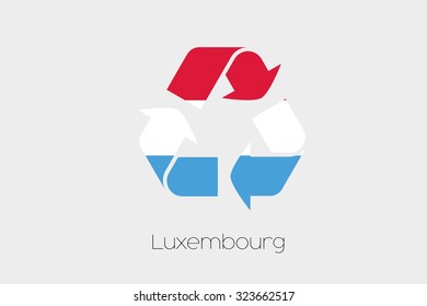 A Flag Illustration inside a Recycling Icon of the country of Luxembourg