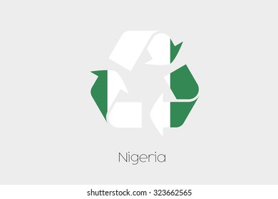 A Flag Illustration inside a Recycling Icon of the country of Nigeria