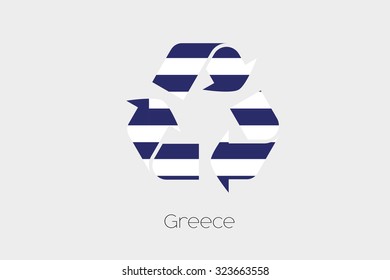 A Flag Illustration inside a Recycling Icon of the country of Greece