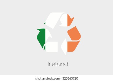 A Flag Illustration inside a Recycling Icon of the country of Ireland