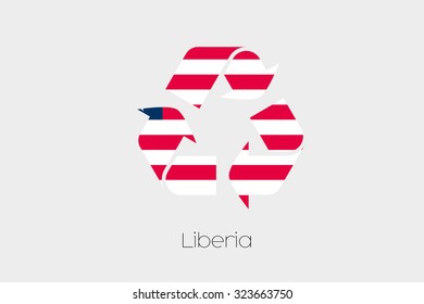A Flag Illustration inside a Recycling Icon of the country of Liberia