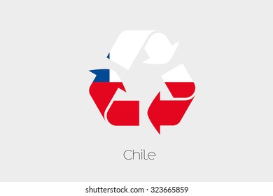A Flag Illustration inside a Recycling Icon of the country of Chile