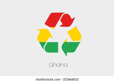 A Flag Illustration inside a Recycling Icon of the country of Ghana