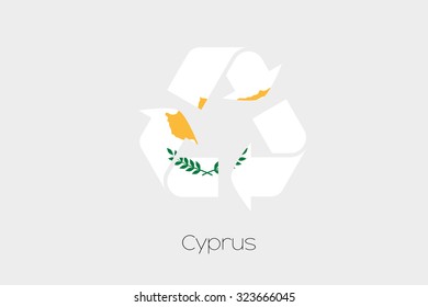 A Flag Illustration inside a Recycling Icon of the country of Cyprus