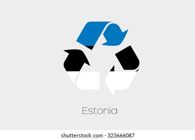A Flag Illustration inside a Recycling Icon of the country of Estonia