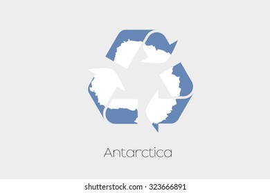 A Flag Illustration Inside A Recycling Icon Of The Country Of Antartica