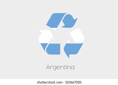 A Flag Illustration inside a Recycling Icon of the country of Argentina