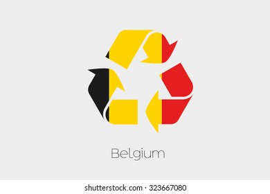 A Flag Illustration inside a Recycling Icon of the country of Belgium