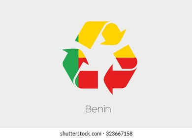 A Flag Illustration inside a Recycling Icon of the country of Benin