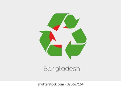 A Flag Illustration inside a Recycling Icon of the country of Bangladesh