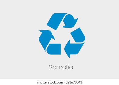A Flag Illustration inside a Recycling Icon of the country of Somalia