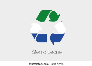 A Flag Illustration inside a Recycling Icon of the country of Sierra Leone
