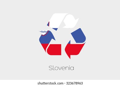 A Flag Illustration inside a Recycling Icon of the country of Slovenia