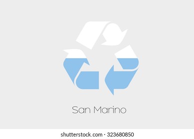 A Flag Illustration inside a Recycling Icon of the country of San Marino