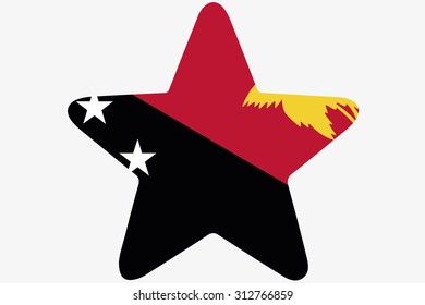 A Flag Illustration inside a star of the country of Papua New Guinea